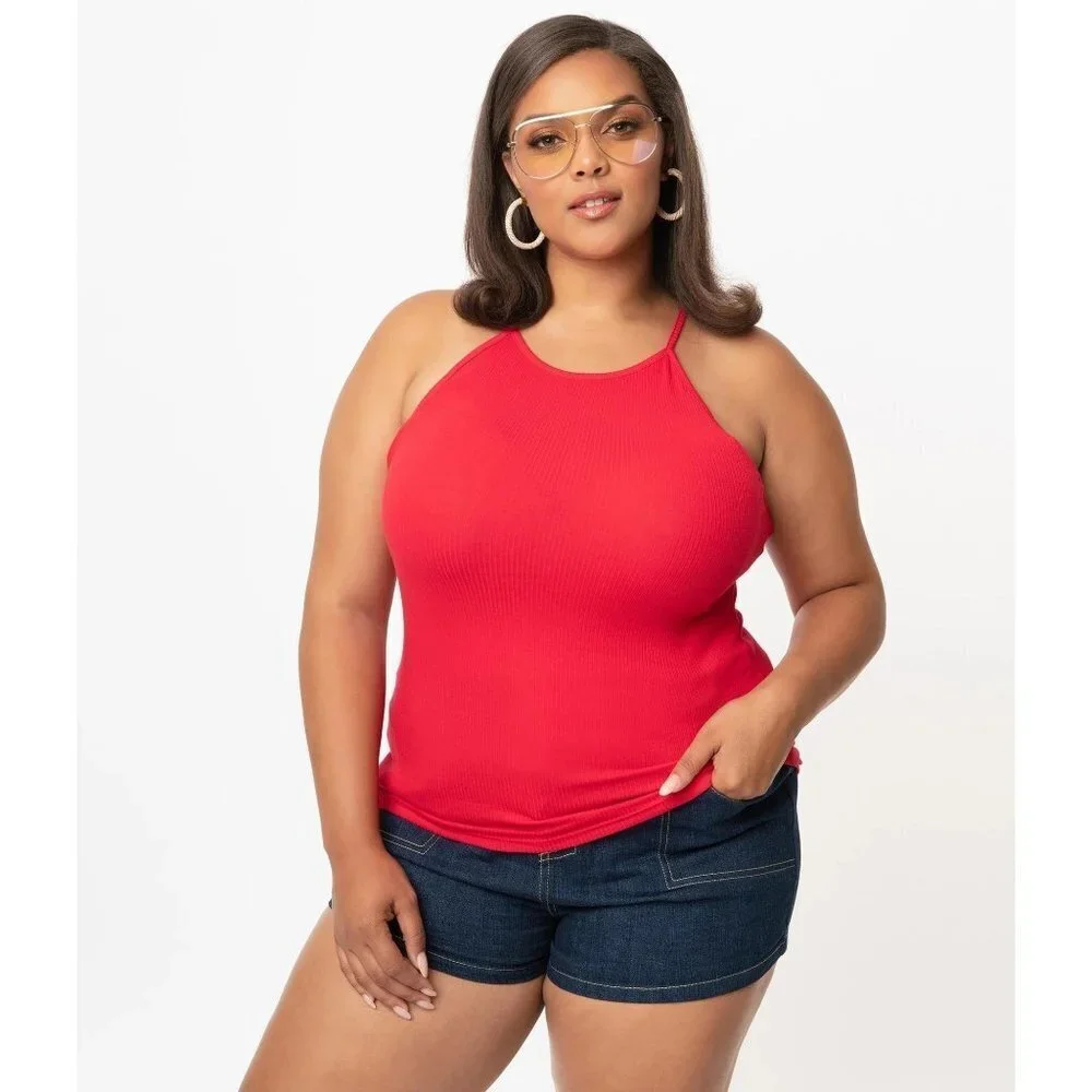 NWT Unique Vintage Red Halter Top Size 3X - Picture 1 of 11